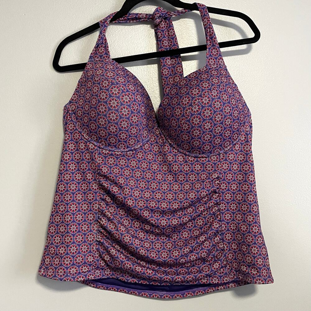 Wave Zone Purple Halter Tankini Swim Suit Top NEW 2X